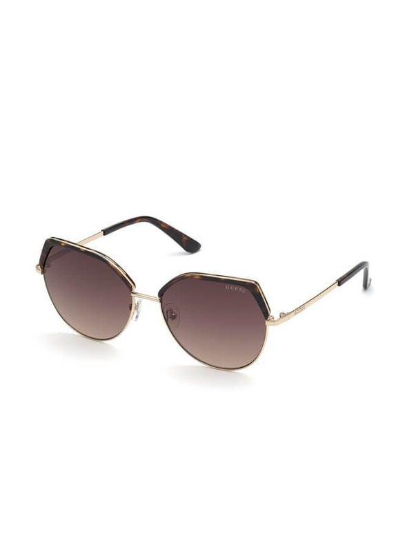 Guess Full Rim Irregular Dark Brown Sunglasses for Women, Brown Lens, GU7736, 52F 58-16