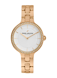 Daniel Hechter Analog Watch for Women with Stainless Steel Band, Water Resistant, DHL00301, White-Rose Gold