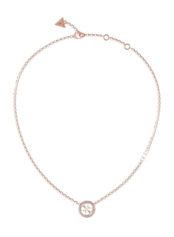 Guess Falling in love Round Pendant Necklace for Women, Rose Gold