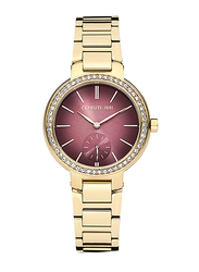 Cerruti 1881 Analog Watch for Women with Stainless Steel Band, Water Resistant, CIWLG2225604, Gold-Burgundy
