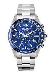 Philip Watch Analog Watch for Men with Stainless Steel Band, Water Resistant and Chronograph, R8273607005, Silver-Blue