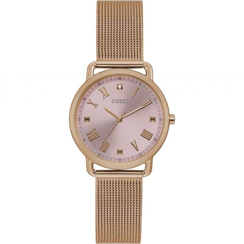 

Guess Analog Watch for Women with Mesh Band, GW0031L3, Rose Gold-Pink