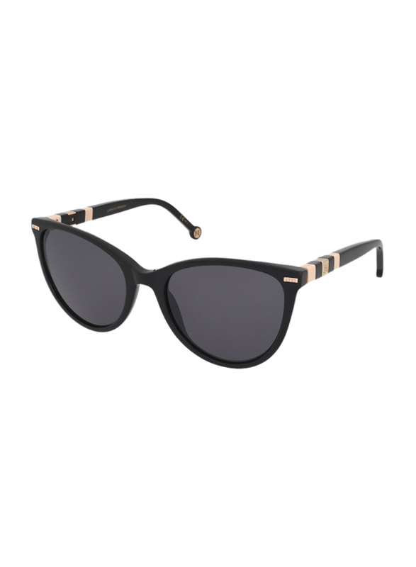 Carolina Herrera Full-Rim Oval Black Sunglasses for Women, Grey Lens, 0107/s Kdx, 57/20/145