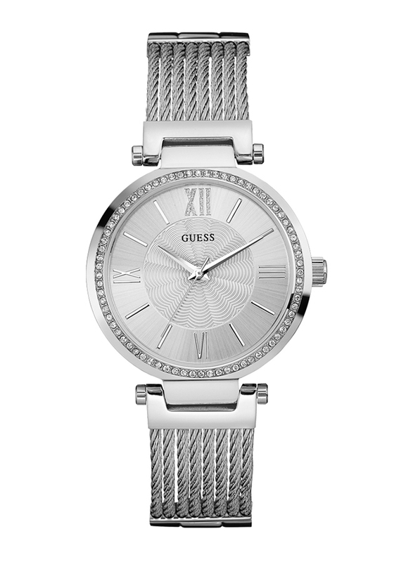 Guess Analog Watch for Women with Stainless Steel Band, Water Resistant, W0638L1, Silver