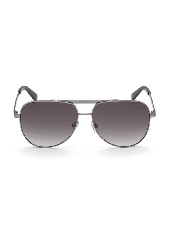 Guess Full Rim Pilot Dark Grey Sunglasses for Men, Grey Lens, GU7822, 01B 56-17