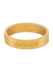 Aigner Gold Plated with Crystals Fashion Ring for Women, M AJ61068.54, Size 54, Gold