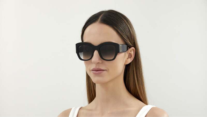 Cartier Full Rim Cat Eye Black Sunglasses for Women, Grey Lens, CT0304S, 001 52