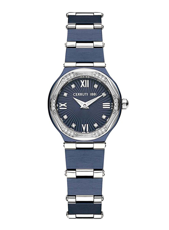 Cerruti 1881 Analog Watch for Women with Stainless Steel Band, Water Resistant, CIWLH2225305, Blue