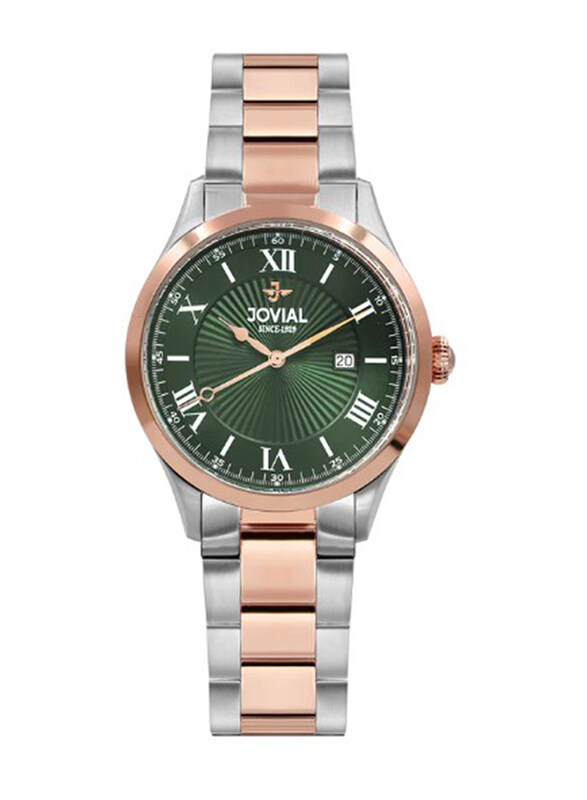 

Jovial Analog Watch for Women with Stainless Steel Band, 9173LAMQ09E, Silver/Rose Gold-Green