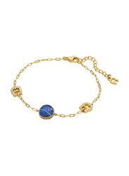 Aigner Gold Plated Analia Chain Bracelet for Women, ARJLB0001612, Blue/Gold