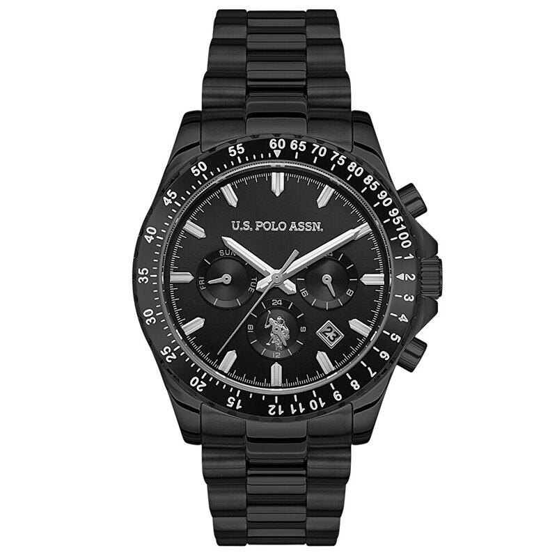 

US Polo Assn. Analog Watch for Men with Stainless Steel Band, Water Resistant and Chronograph, Uspa1052-07, Black