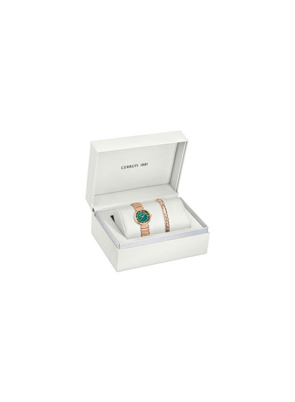 Cerruti 1881 Cerrisi Watch for Women with Stainless Steel Band, Water Resistant, XCIWLG2225103-WB, Gold/Green