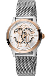 Roberto Cavalli Analog Watch for Women with Mesh Band, RV1L117M0131, Silver-Silver
