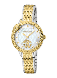 Roberto Cavalli Analog Watch for Women with Stainless Steel Band, Water Resistant, RV1L178M0081, Gold-Gold