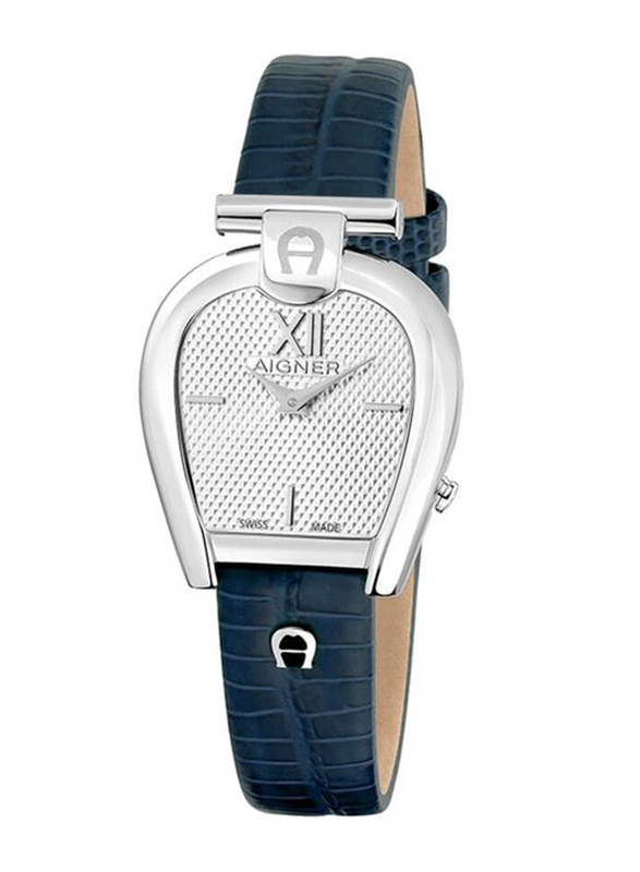 Aigner Sassari Wrist Watch for Men with Leather Band, Water Resistant, ARWLA2000605, Blue-Silver