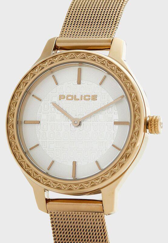 

Police Analog Watch for Women with Mesh Band, P 15689BSK-04MM, Gold-White