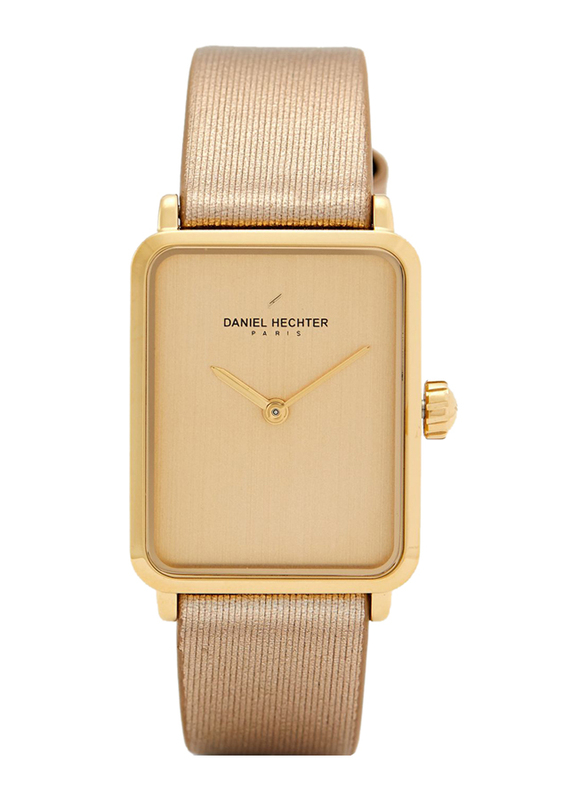 Daniel Hechter Analog Watch for Women with Leather Band, Water Resistant, DHL00402, Gold-Beige
