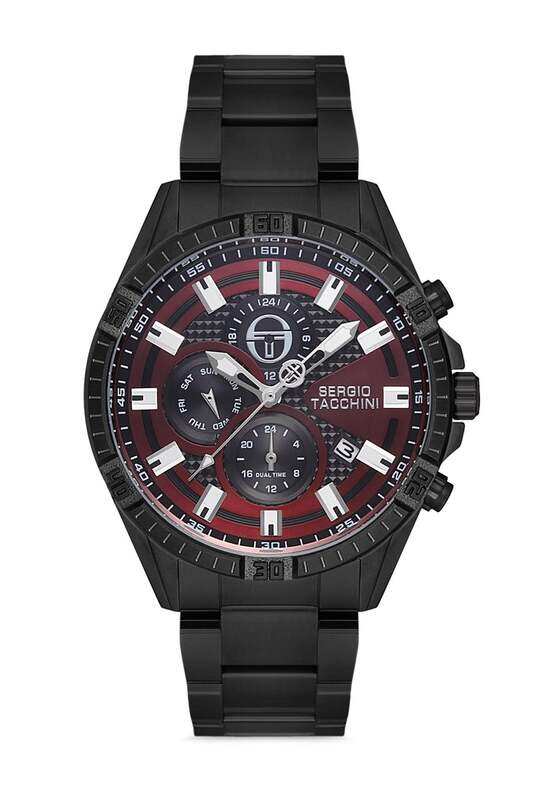 

Sergio Tacchini Analog Watch for Men with Stainless Steel Band, ST.1.10135-4, Black-Red/Black