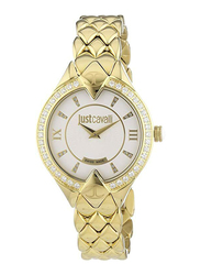 Just Cavalli Analog Wrist Watch for Women with Stainless Steel Band, Water Resistant, R7253590502, Gold-White