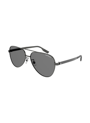 Mont Blanc Aviator Full Rim Black Sunglasses for Men, Black Lens, MB0182S 002 59-15