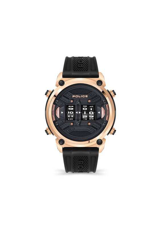 

Police Analog Watch for Men with Silicone Band, PEWJP2108303, Black-Black