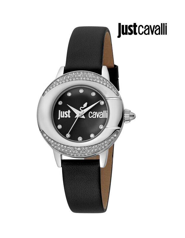 

Just Cavalli Analog Watch for Women with Leather Genuine Band, JC1L150L0015, Black-Black