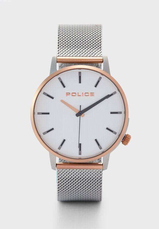 

Police Analog Wrist Watch for Men with Stainless Steel Band, Water Resistant, P 15923JSTR-04MM, Silver-White