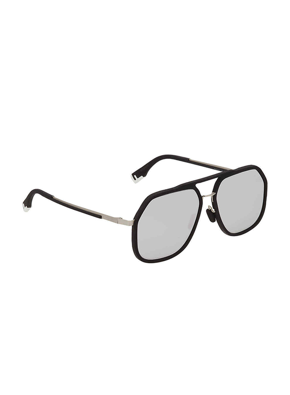 Fendi Full Rim Navigator Matte Black Sunglasses Unisex, Grey Lens, 145/20/55