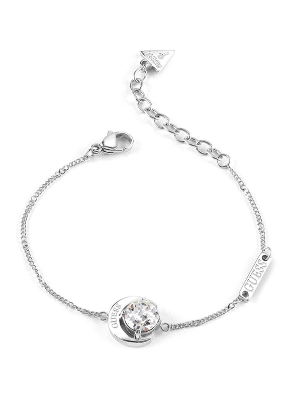 Guess Stainless Steel Moon Phases Chain Bracelet for Women, Jubb01197Jwrhs, Silver