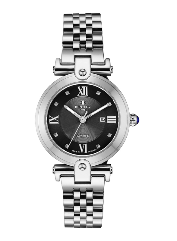 Bentley 1948 Sapphire 15 Watch for Women with Stainless Steel Band, BL2218-10LWBI, Silver-Black