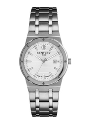 Bentley Analog Watch for Men with Stainless Steel Band, Water Resistant, BL1708-30MWWI, White-Silver