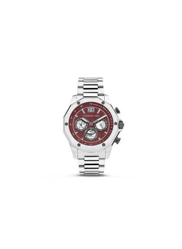 

Cerruti 1881 Molveno Watch for Men with Stainless Steel Band, Water Resistant, XCIWGI2207405-WWL, Silver/Burgundy