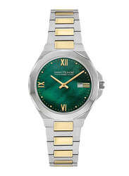 Saint Honore Analog Quartz Watch for Women with Stainless Steel Band, Water Resistant, MT741102 4YVRT, Green- Silver/Gold