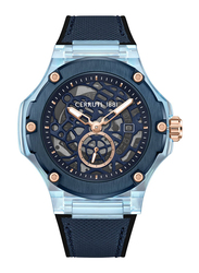 Cerruti 1881 Analog Watch for Men with Silicone Band, Water Resistant and Chronograph, CIWGN0022904, Blue-Grey/Blue