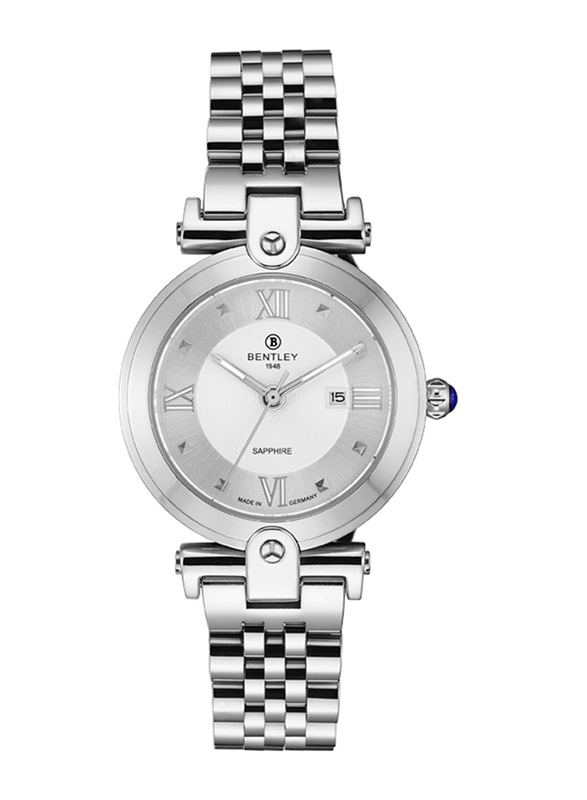 Bentley 1948 Sapphire Watch for Women with Stainless Steel Band,BL2218-10LWWI, Silver