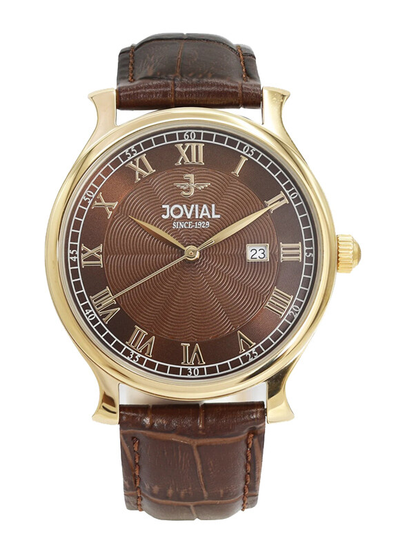 

Jovial Analog Watch for Men with Leather Band, Water Resistant, 5224GGLQ40E, Brown