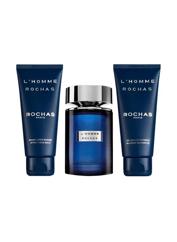 

Rochas 3-Piece L 'Hmme Set for Men, 100ml EDT Perfume, 100ml Shower Gel, 100ml After Shave Balm