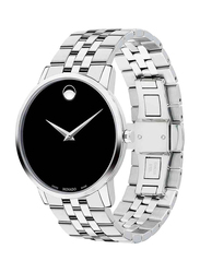 Movado Analog Watch for Men with Stainless Steel Band, 607199, Silver-Black