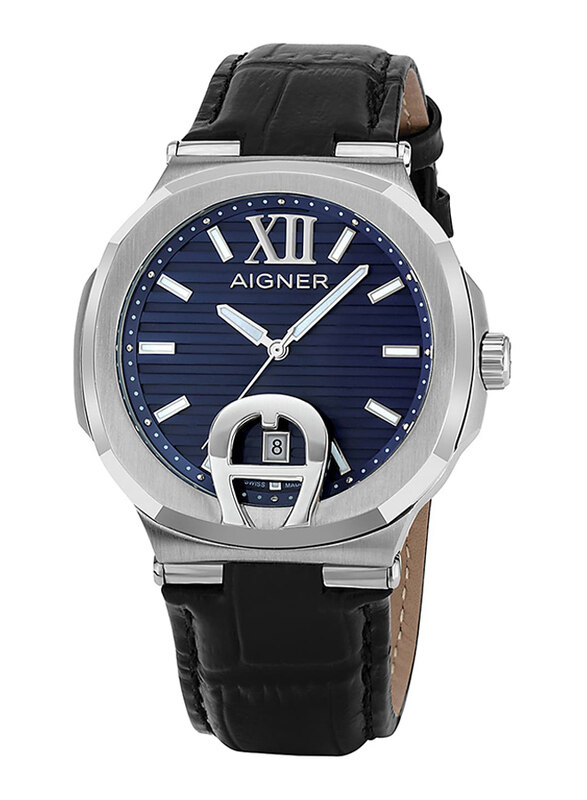 

Aigner Analog Watch Unisex with Leather Band, Water Resistant, Brown-Blue