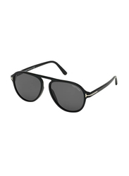 Tom Ford Full-Rim Pilot Shiny Black Sunglasses for Men, Smoke Lens, Ft0756/s 01a, 57/16/145