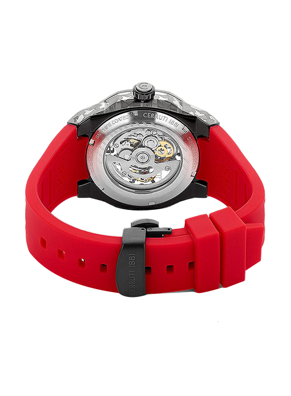 Cerruti 1881 Analog Watch for Men with Silicone Band, Water Resistant and Chronograph, CIWGR2223903, Red/Silver