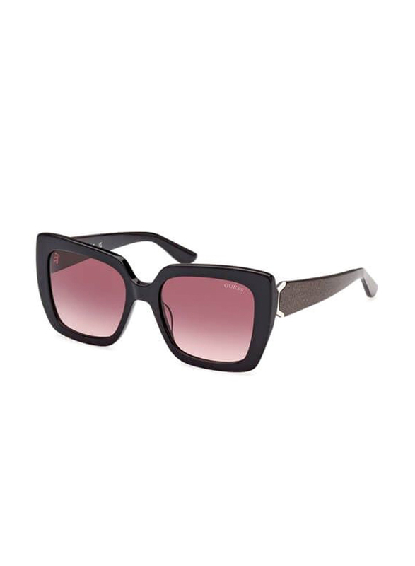 Guess Full-Rim Square Glossy Black Sunglasses Unisex, Bordeaux Gradient Lens, Gu7889/s 01t, 53/18/140