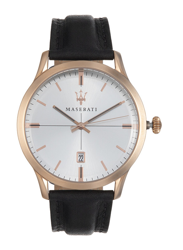 

Maserati Analog Watch for Men with Leather Band, Water Resistant, R8851125005, Silver-Black