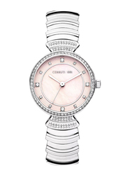Cerruti 1881 Cerrisi Analog Watch for Women with Stainless Steel Band, Not Water Resistant, CIWLG2225101, Silver-Pink