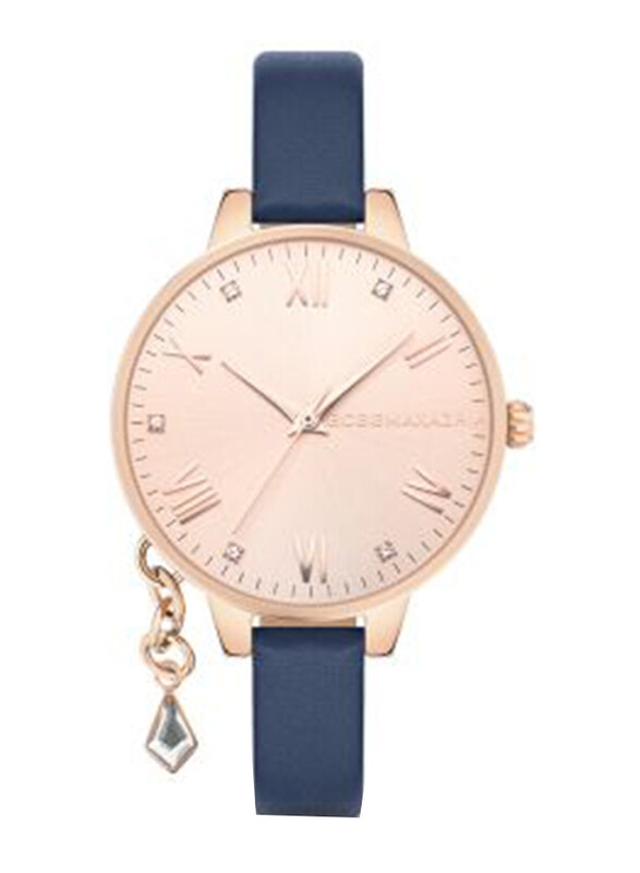 

Bcbgmaxazria BCBG Maxazria Analog Watch for Women with Leather Band, Water Resistant, BAWLA2133303, Blue-Gold