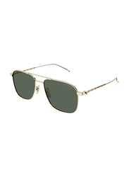 Mont Blanc Full-Rim Pilot Gold Sunglasses For Men, Green Lens, MB0214S-003, 58/16/145