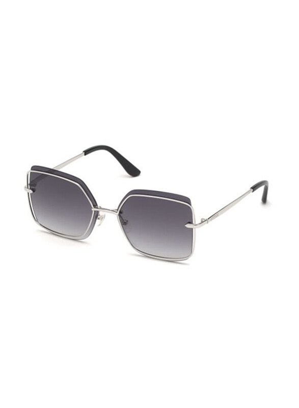 

Guess Polarized Full Rim Square Silver Sunglasses for Women, Grey Lens, GU7618 10B, 59/16/140