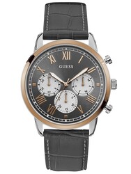 Guess Analog Watch for Men with Leather Genuine Band, W1261G5, Grey-Grey