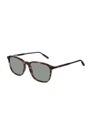 Mont Blanc Full-Rim Square Havana Sunglasses for Men, Green Lens, MB0082S 002, 53/17/150