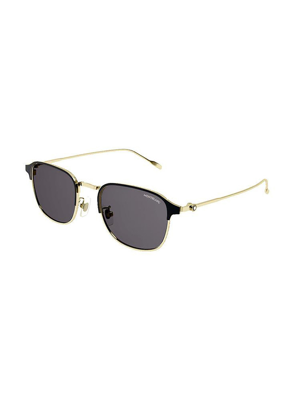 Mont Blanc Square Full Rim Black/Gold Sunglasses for Men, Grey Lens, MB0189S 001 50-20